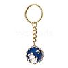 Moon/Flat Round with Rabbit Alloy Enamel Pendant Keychain KEYC-JKC00623-3