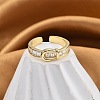 Rack Plating Brass Micro Pave Clear Cubic Zirconia Cuff Finger Rings for Women RJEW-M028-40G-1