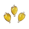 Natural Jade Faceted Teardrop Connector Charms G-B081-03G-07-1