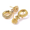 Rack Plating Brass with Cubic Zirconia Stud Earrings Finding KK-Z085-06G-2