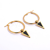 Minimalist Fashion Black Triangle Stainless Steel Hoop Earrings DC0165-2