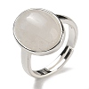 Natural Quartz Crystal Oval Adjustable Rings RJEW-K371-07S-12-2