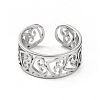 Non-Tarnish 304 Stainless Steel Hollow Out Heart Open Cuff Ring for Women RJEW-C053-06P-2