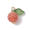 4pcs 4 Colors Natural Dyed Crackle Agate Round Fruit Charms with Acrylic Leaf PALLOY-TA00124-2