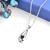 Stainless Steel Black Enamel Teardrop with Heart Urn Ashes Pendant Necklace for Women PW-WG81DB5-01-4