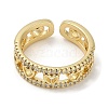 Rack Plating Brass Micro Pave Cubic Zirconia Cuff Finger Rings for Women RJEW-C114-11B-G-2