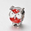 Owl Alloy Enamel Large Hole European Animal Beads X-MPDL-M020-04M-3