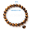 Natural Tiger Eye Round Beads Stretch Bracelets BJEW-N301-8mm-03-3