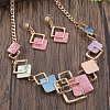 Rhombus Zinc Alloy Enamel Pendant Necklaces & Stud Dangle Earrings Sets WG3ED7E-04-1