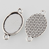 Antique Silver Tibetan Style Alloy Flat Oval Cabochon Connector Settings LS-TIBE-M022-06AS-2