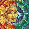 DIY Sun & Moon Pattern Diamond Painting Kits WICR-PW0001-37A-1