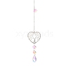 Wire Wrapped Natural Quartz Crystal Heart with Tree of Life Pendant Decorations HJEW-K046-02P-04-2