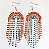 Rainbow Alloy Rhinestone Dangle Earrings FS-WG2B80A-02-1