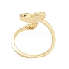 Rack Plating Heart Brass Micro Pave Cubic Zirconia Open Cuff Rings for Women RJEW-B064-16G-3
