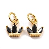 Brass Cubic Zirconia Charms KK-A156-02G-RS-3