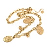 304 Stainless Steel Oval with Virgin Cross Pendant Necklaces for Women NJEW-A050-01G-3