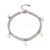 304 Stainless Steel Plastic Pearl Charm Bracelet with 201 Stainless Steel Round Beads for Women BJEW-B057-20P-1