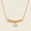 304 Stainless Steel Pave Clear Cubic Zirconia Pendant Necklaces for Women UD0766-1-1