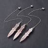 Natural Rose Quartz Pointed Dowsing Pendulums AJEW-B020-06P-07-1