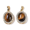 Brass with Cubic Zirconia and Tiger-Eye Pendants KK-Q030-18P-1