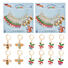 Alloy Enamel Bee & Leaf Planter with Heart Pendant Locking Stitch Markers HJEW-AB00042