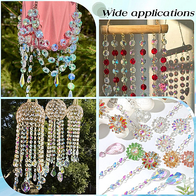 80Pcs Transparent Faceted Glass Connector Charms GLAA-SP0001-88A-01-1
