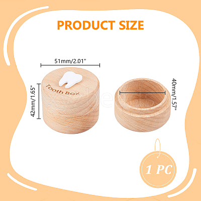 Round Printed Wood Baby Tooth Keepsake Cases with Lids CON-WH0113-12C-1