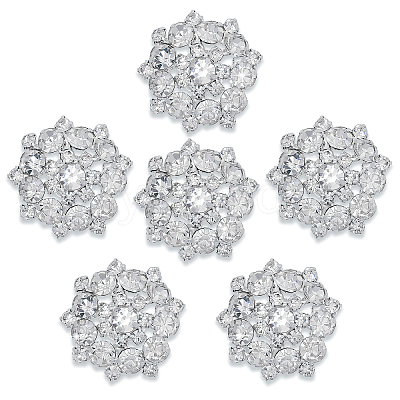 6Pcs 1-Hole Alloy Rhinestone Shank Buttons BUTT-CA0001-16A-1