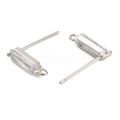 Rhodium Plated 925 Sterling Silver Ear Stud Findings STER-F058-01P-08-1