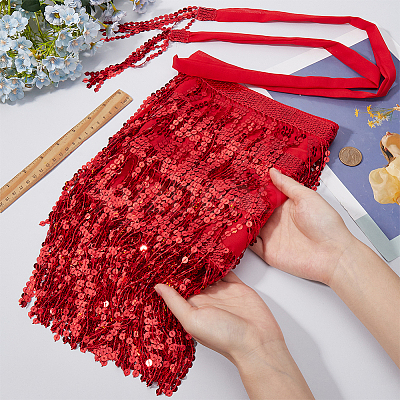 Polyester with Glitter Waist Belt with Curb Chains AJEW-WH0166-70B-1