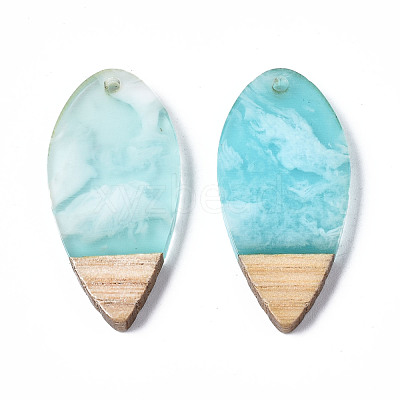 Transparent Resin & Walnut Wood Pendants RESI-T035-27-A02-1
