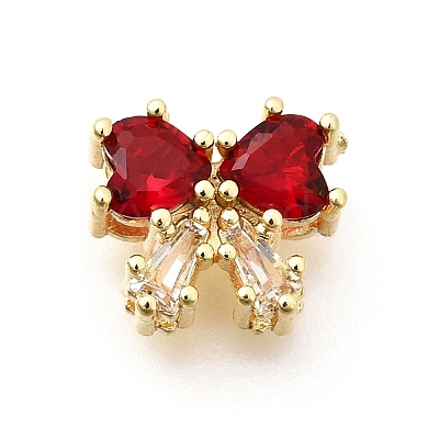 Bowknot Brass Micro Pave Cubic Zirconia Beads KK-Z156-20G-01-1