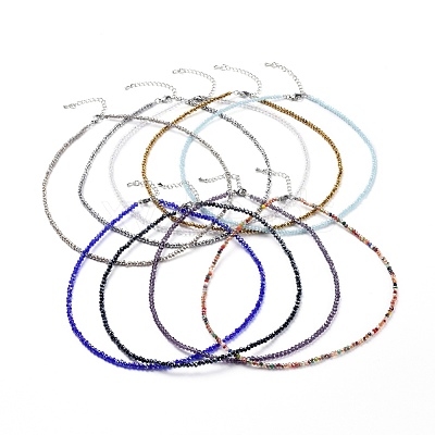 Faceted Glass Beaded Necklaces NJEW-JN02553-1