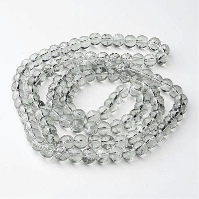 Drawbench Transparent Glass Round Beads Strands X-GLAD-Q012-8mm-09-1