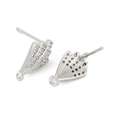 Brass Micro Pave Cubic Zirconia Stud Earring Findings KK-Z094-13P-1