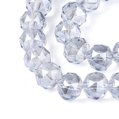 Electroplate Transparent Glass Round Beads Strands EGLA-T029-8mm-12T-07-1