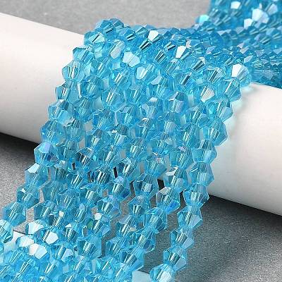 Transparent Electroplate Glass Beads Strands GLAA-F029-3mm-A19-1