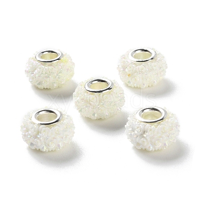 AB Color Resin Rose Flower European Beads RESI-M001-05J-1