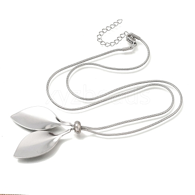 Adjustable 304 Stainless Steel Leaf Pendant Lariat Necklaces for Women SA-CBAB727-03P-1