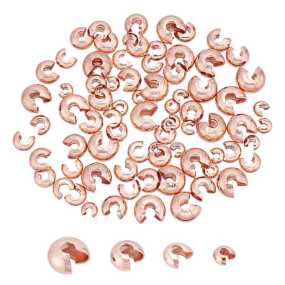 80Pcs 4 Style Brass Crimp Beads Covers KK-HY0002-94RG-1