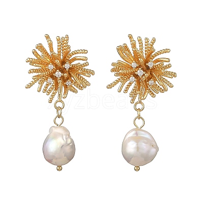Brass Micro Pave Cubic Zirconia Stud Earrings EJEW-JE07436-1
