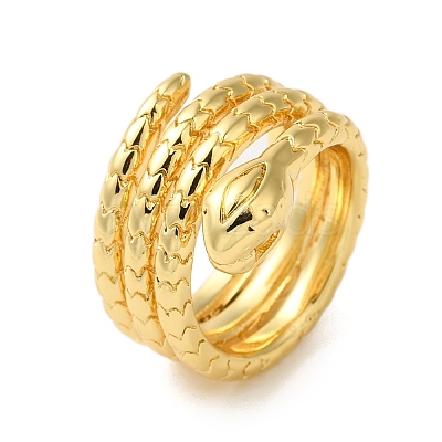 Snake Brass Finger Rings for Women RJEW-A048-27G-1