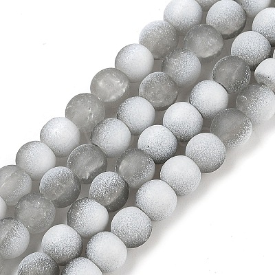 Frosted Crackle Glass Beads Strands GLAA-U001-6mm-M06-1