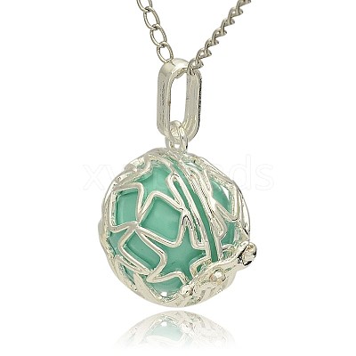 Silver Color Plated Brass Hollow Round Cage Pendants KK-J231-08S-1