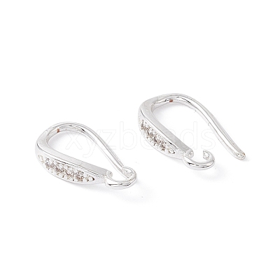 Brass Micro Pave Clear Cubic Zirconia Ear Hooks ZIRC-P100-05S-1