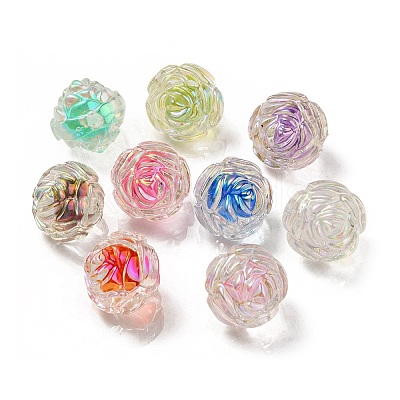 UV Plating Rainbow Iridescent Acrylic Beads X-OACR-P010-20-1