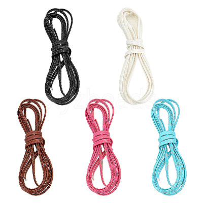 5Pcs 5 Colors  Flat Imitation Leather Cord LC-FG0001-02-1