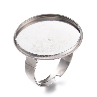 Tarnish Resistant Adjustable 304 Stainless Steel Finger Rings Components STAS-F149-18P-H-1