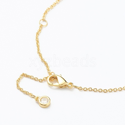 Brass Micro Pave Clear Cubic Zirconia Pendant Necklaces NJEW-J059-01G-1