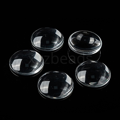 Transparent Glass Cabochons X-GGLA-R026-30mm-1